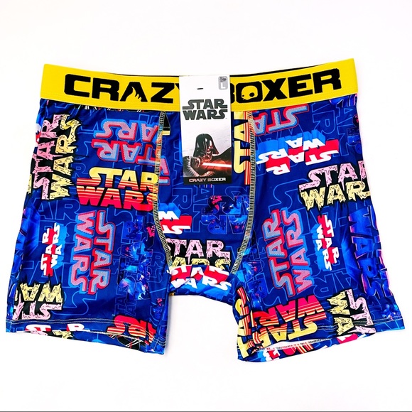 Disney Star Wars Logo Crazy Boxer Briefs Novelty Underwear Blue Yellow Mens - Picture 4 of 11